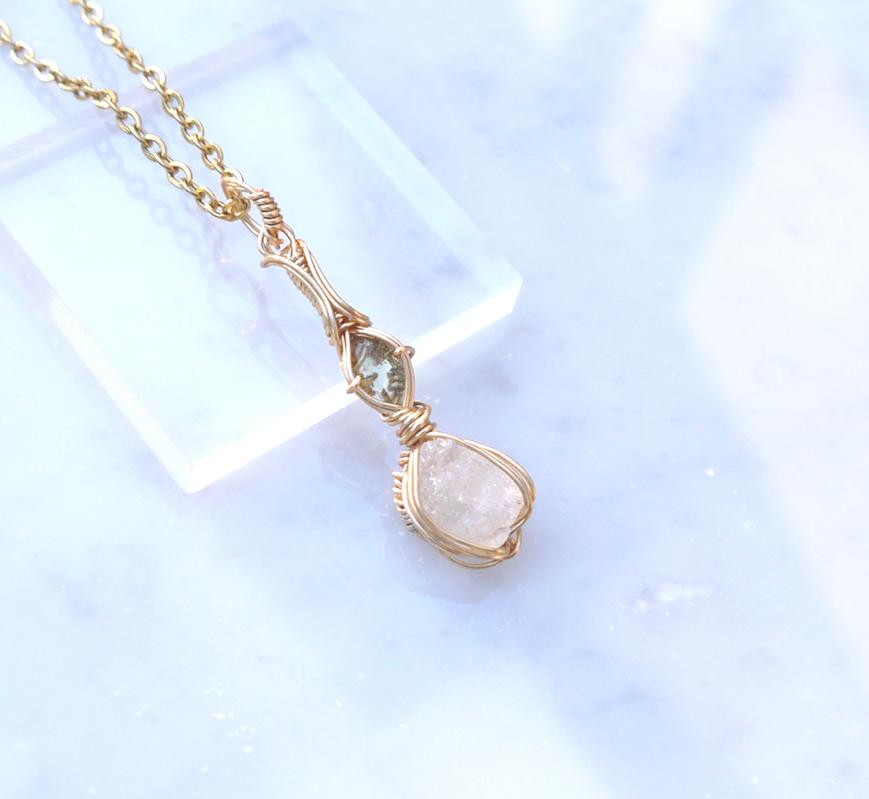 ロシア産 フェナカイト×モルダバイト ペンダント 証明書付き 14kgf＊ | 3枚目