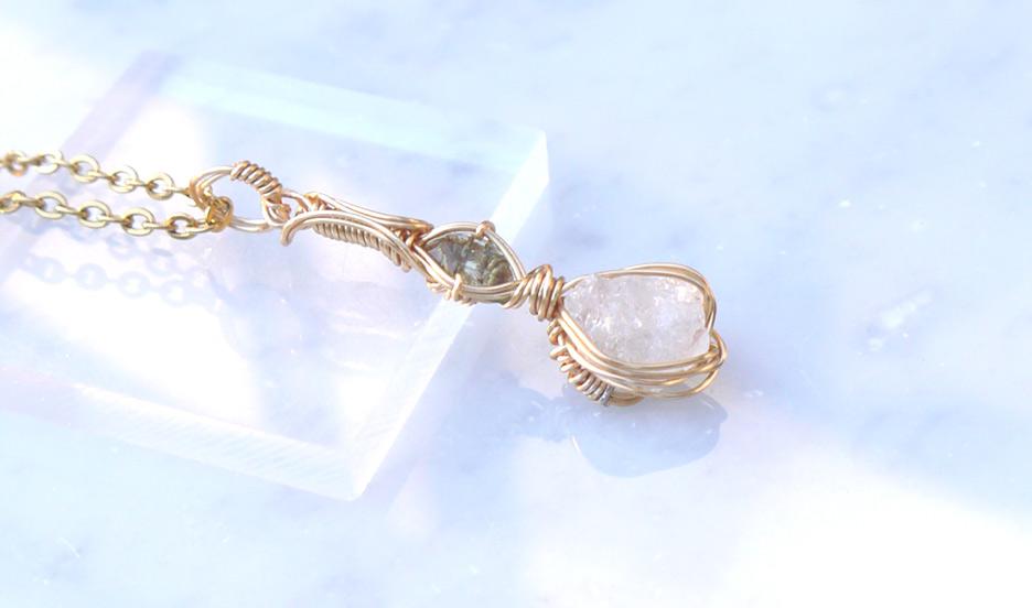 ロシア産 フェナカイト×モルダバイト ペンダント 証明書付き 14kgf＊ | 4枚目