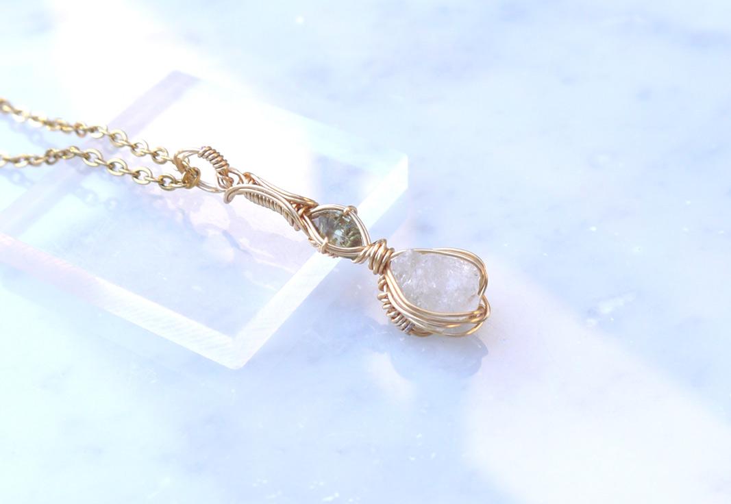 ロシア産 フェナカイト×モルダバイト ペンダント 証明書付き 14kgf＊ | 5枚目