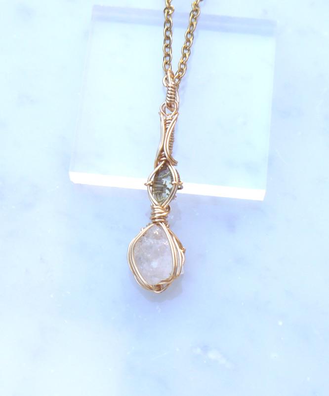 ロシア産 フェナカイト×モルダバイト ペンダント 証明書付き 14kgf＊ | 6枚目