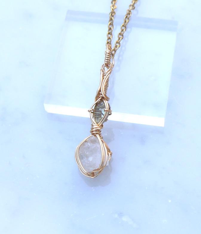 ロシア産 フェナカイト×モルダバイト ペンダント 証明書付き 14kgf＊ | 7枚目