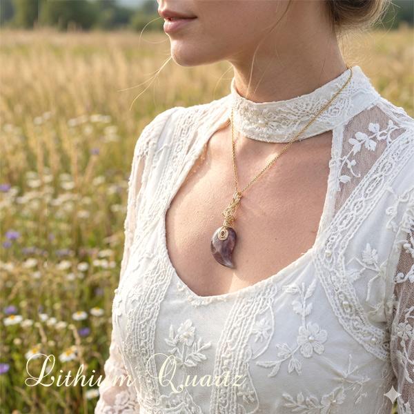 リチウムクォーツ 勾玉 ペンダントトップ