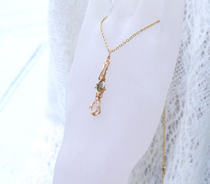 ロシア産 フェナカイト×モルダバイト ペンダント 証明書付き 14kgf＊ | 3枚目