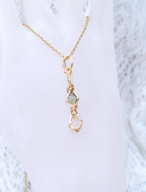 ロシア産 フェナカイト×モルダバイト ペンダント 証明書付き 14kgf＊ | 4枚目