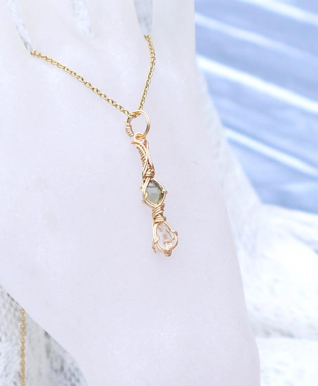 ロシア産 フェナカイト×モルダバイト ペンダント 証明書付き 14kgf＊ | 5枚目