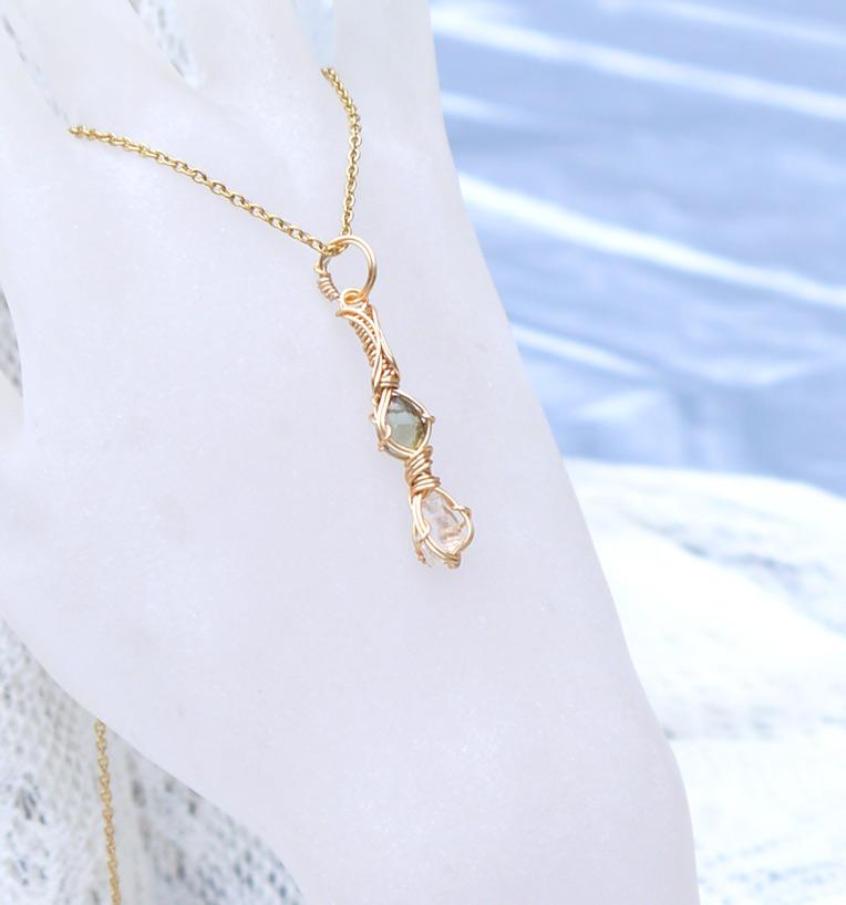 ロシア産 フェナカイト×モルダバイト ペンダント 証明書付き 14kgf＊ | 6枚目