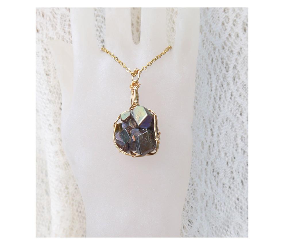 天川村産 レインボーガーネット 高品質クラスターペンダントトップ