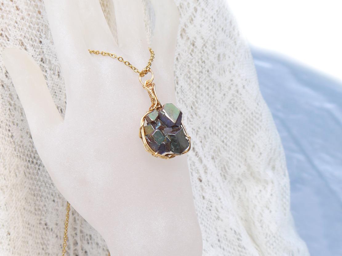 天川村産 レインボーガーネット 高品質クラスターペンダントトップ | 3枚目