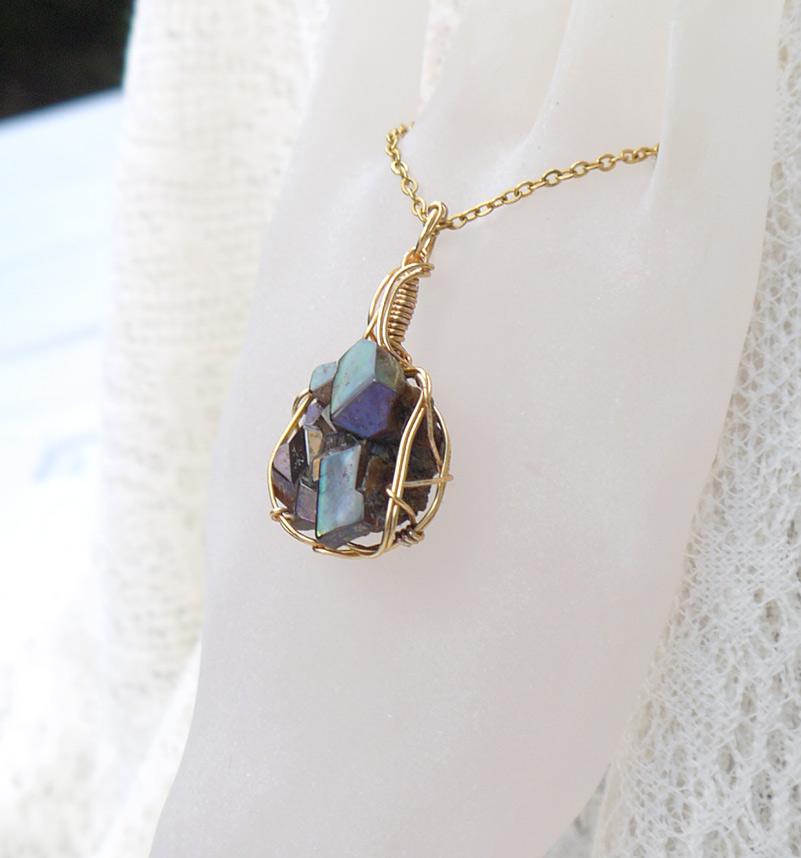 天川村産 レインボーガーネット 高品質クラスターペンダントトップ | 5枚目