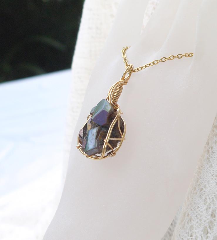 天川村産 レインボーガーネット 高品質クラスターペンダントトップ | 6枚目