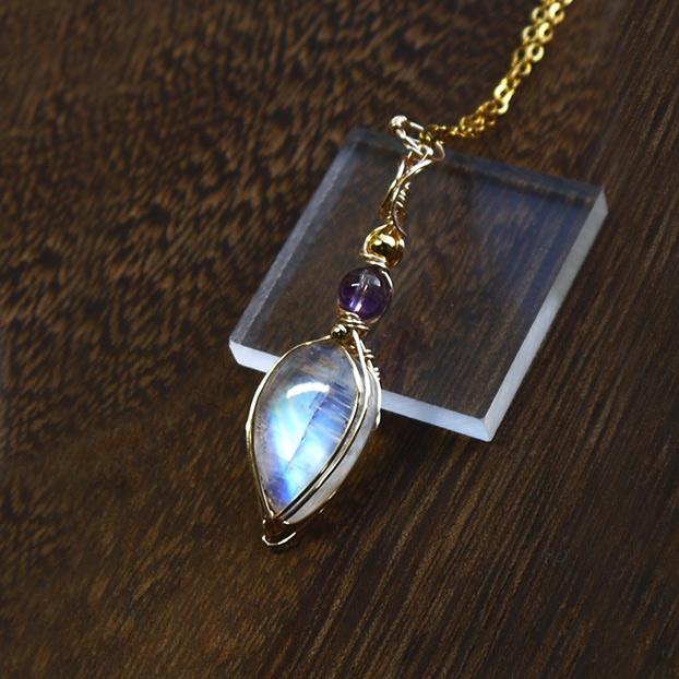 宝石質 レインボームーンストーン ペンダント | 6枚目