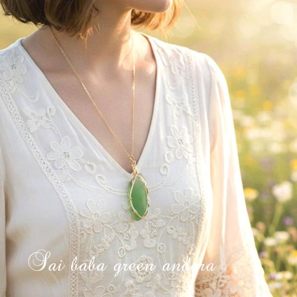 サイババグリーンアンダラ 前面磨き ペンダントトップ