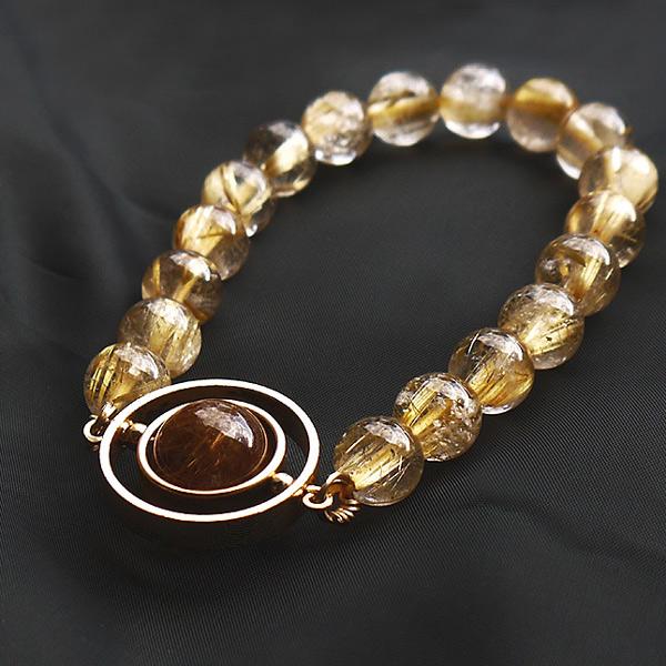 タイガールチルクォーツ×ゴールデンルチルクォーツブレスレット