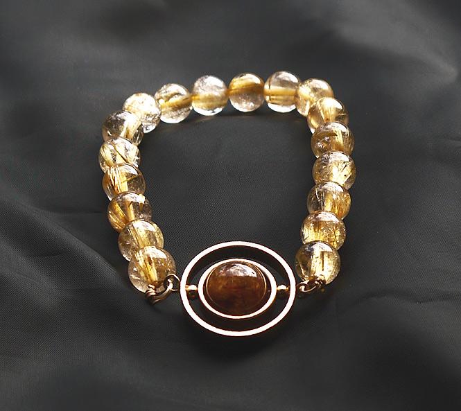 タイガールチルクォーツ×ゴールデンルチルクォーツブレスレット | 2枚目