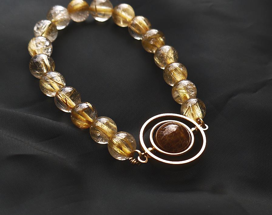 タイガールチルクォーツ×ゴールデンルチルクォーツブレスレット | 3枚目