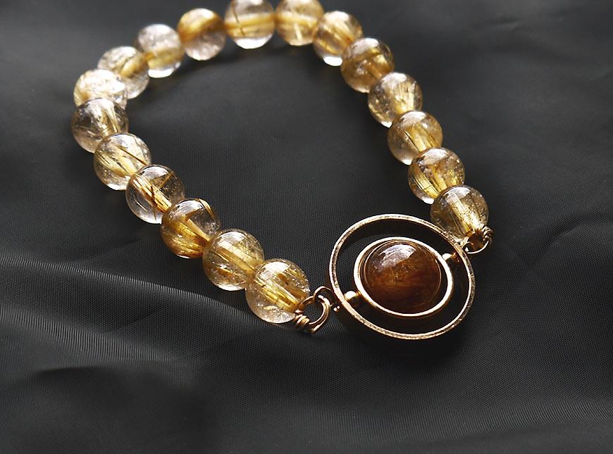 タイガールチルクォーツ×ゴールデンルチルクォーツブレスレット | 4枚目