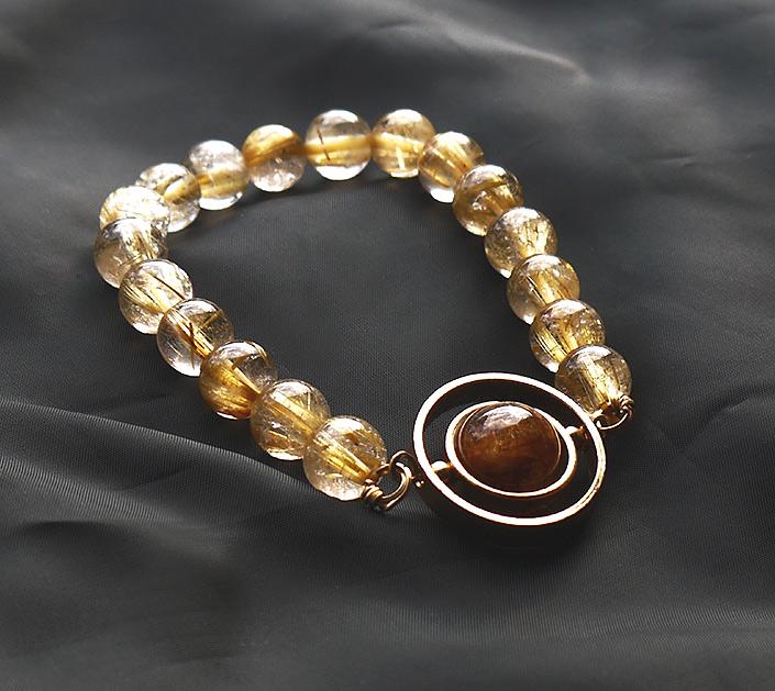 タイガールチルクォーツ×ゴールデンルチルクォーツブレスレット | 5枚目