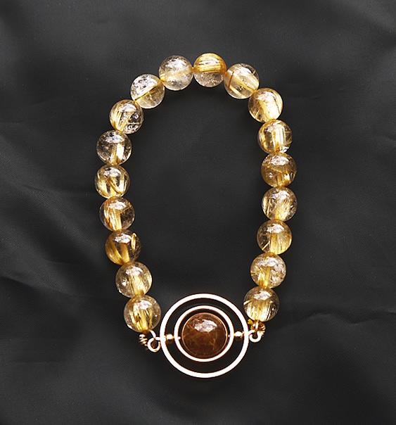 タイガールチルクォーツ×ゴールデンルチルクォーツブレスレット | 6枚目