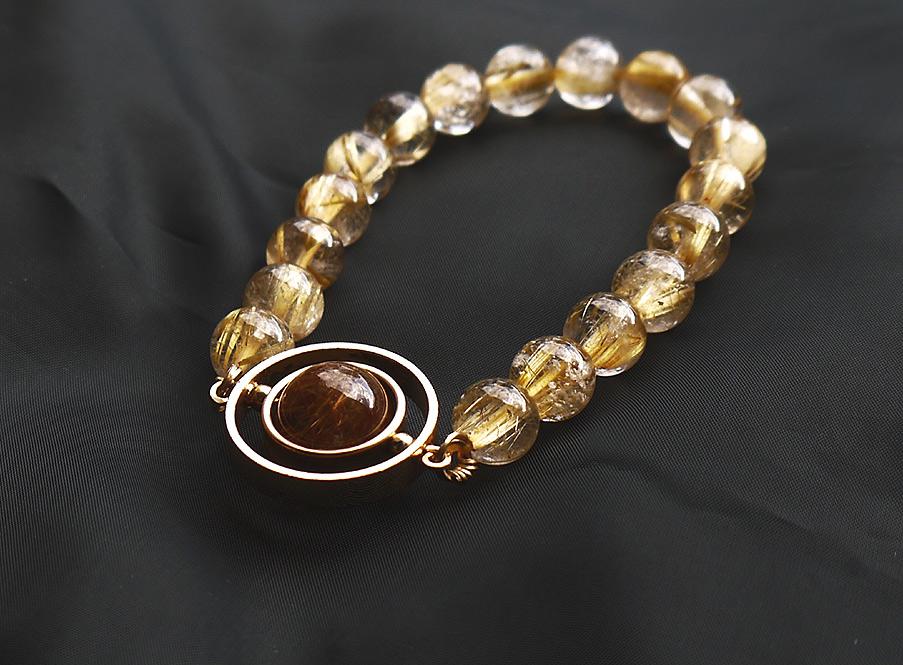 タイガールチルクォーツ×ゴールデンルチルクォーツブレスレット | 8枚目