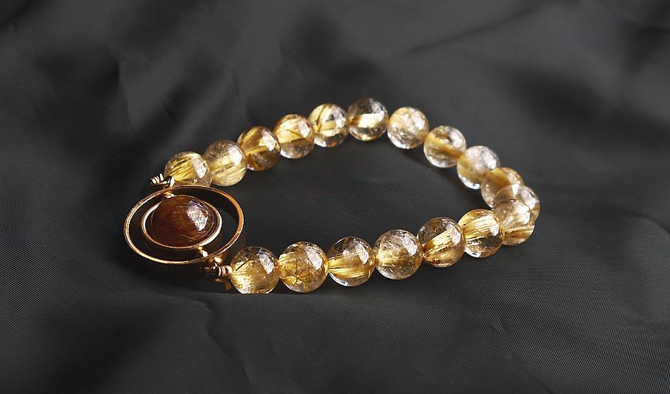 タイガールチルクォーツ×ゴールデンルチルクォーツブレスレット | 9枚目