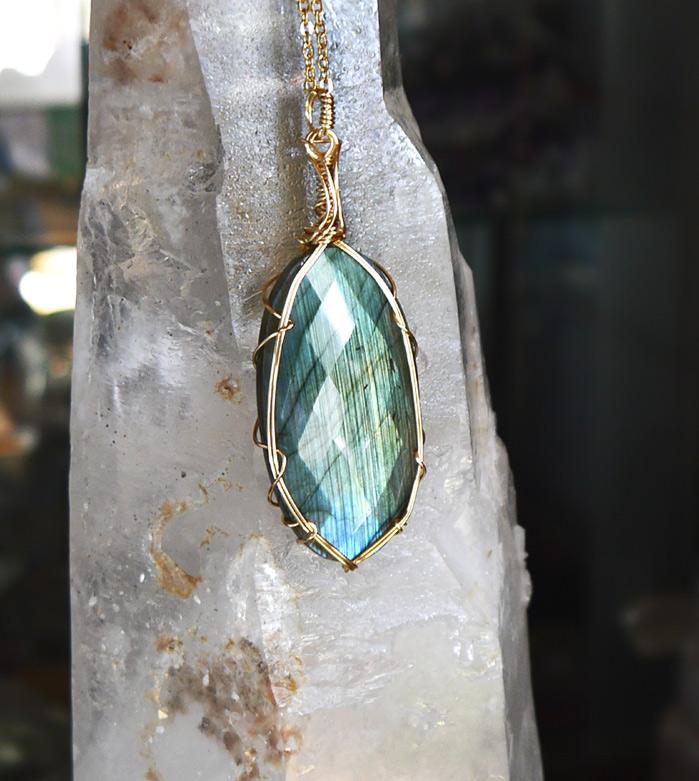 多面カット ラブラドライト ペンダント | 3枚目