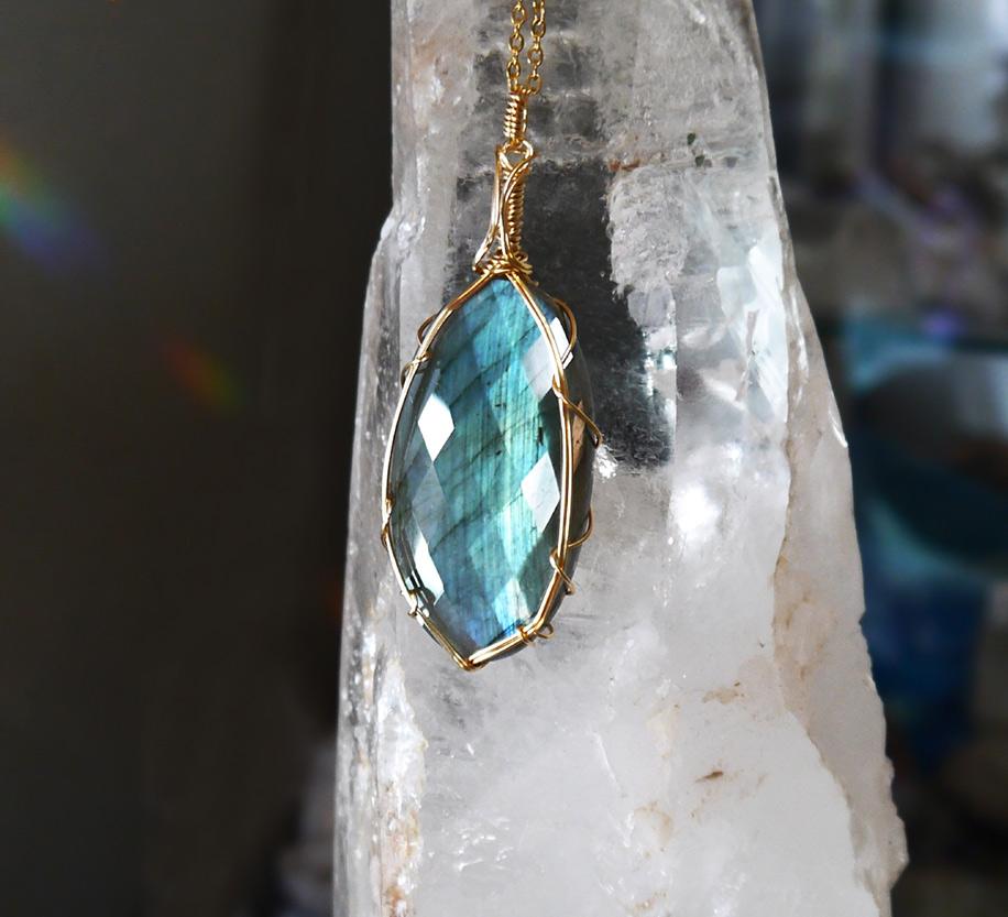 多面カット ラブラドライト ペンダント | 7枚目